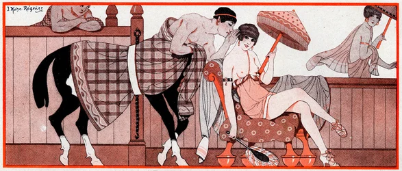 What was, in the Olympian period, Le Prix de Diane - The Jockeys Tip - illustration from la Vie Parisienne, 1927