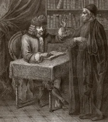 Voltaire and a Priest (Engraving by Joseph Lante)
