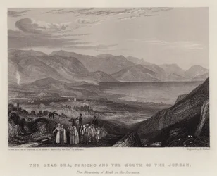 The Dead Sea, Jericho and the Mouth of the Jordan, the Mountains of Moab in the Distance