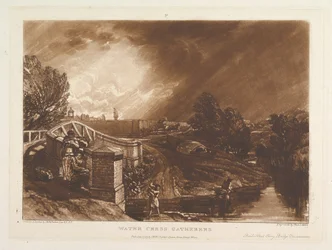 Water Cress Gatherers, Rails Head Ferry Bridge, Twickenham (Liber Studiorum)