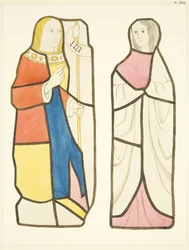 Two Figures in Stained Glass Windows South of Choir in Bristol Cathedral