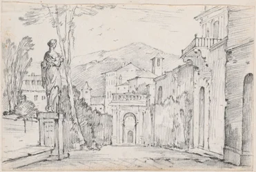 A Roman Street with Monte Cavo in the Distance