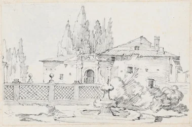 House and Trees across a Garden Wall