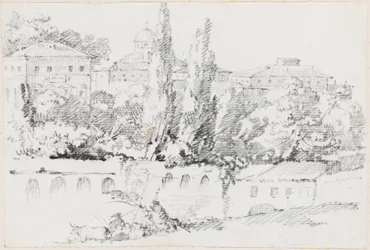 Walls of Rome with Santa Maria del Popolo in the Distance