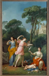Young Greek Women Parting Flowers