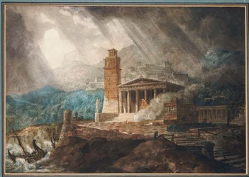 A Capriccio of a Roman Port during a Storm