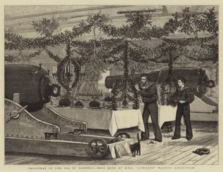 Christmas in the Sea of Marmora, Mess Deck of HMS Achilles waiting Inspection