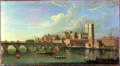 A View of Westminster with the Royal Barge and Other Shipping