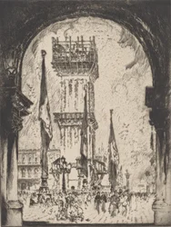 Rebuilding the Campanile, Venice, No.I, 1911