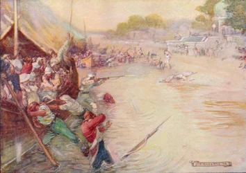 The Boats Stuck in the Mud and Were an Easy Mark, 1908