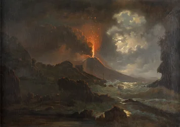 Eruption of Vesuvius at Night with a View of the School of Virgil