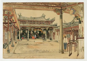 Courtyard of a Chinese Temple in Singapore