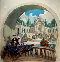 Preparatory Drawing for Lunette of Ceiling of Audience Hall in Royal Castle of Ludwig II at Linderhof