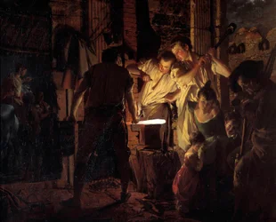 Atelier de Marechal Ferrant in the 18th century by Joseph Wright of Derby (1771)