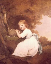 Miss Bentley in a White Dress Holding a Rabbit