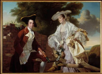 Portrait of the cartographer Peter Perez Burdett (1735-1793) and his wife Hannah by Joseph Wright Of Derby (1765)
