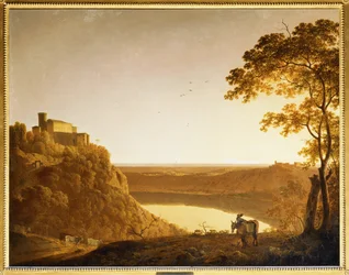 View of the Lake of Nemi at Sunset