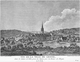 View of the Town of Liesthal in the Canton of Basle, Taken from a Vineyard at the River Ergolz