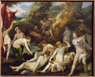 Diana and Her Companions Surprised by Aktaion, Who is Then Changed into a Stag Killed by His Own Dogs
