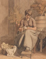 A Girl Peeling Vegetables