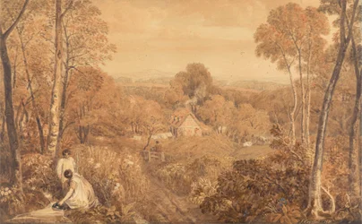 Wooded Landscape with Cottages and Countrywomen, Hurley, Berkshire