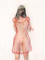 Woman in Red Sheer