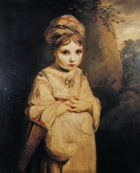 Girl with strawberries, painting by Joshua Reynolds