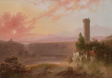 View of Lake Nemi at Sunset