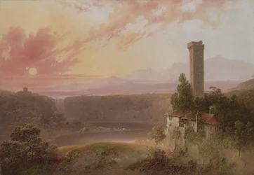 View of Lake Nemi at Sunset