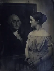 Girl with Portrait of George Washington