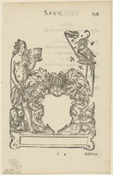 Emblem with Blank Heraldic Shield, folio 156 from the Anthologia Gnomonica