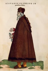 Spanish Man Wearing Everyday Clothes from Habitus Praecipuorum Popularum by Jost Amman (engraving)