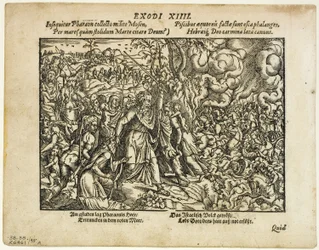 The Passage of the Red Sea (recto) and The Burial of Jacob (verso) from Neuwe Biblische Figuren, plate 48 from Woodcuts from Books of the XVI Century
