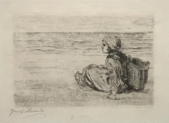 Girl with Basket Seated on the Shore