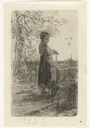 Girl Leaning on a Shovel