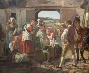 Zealand Harvest Girls by a Well