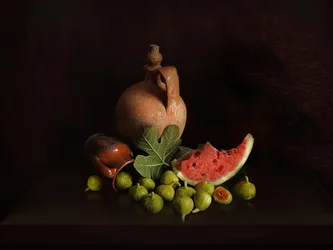 Figs and Watermelon Still Life