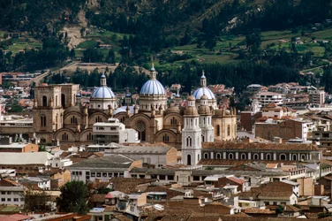 View of Cathedral of Immaculate Conception or New Cathedral, design by Juan Bautista Stiehle, Cuenca (UNESCO World Heritage List)