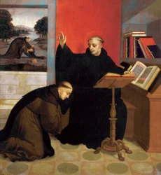 Saint Benedict of Nursia blessing Saint Maurice
