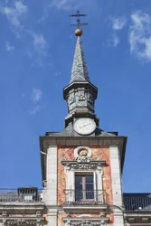 Tower from one of the balconied houses