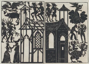 Sheet 5 of figures for Chinese shadow puppets, 1859