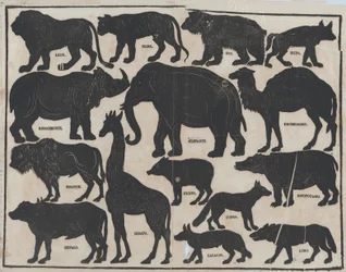 Sheet 5 of figures for Chinese shadow puppets, ca. 1850-70