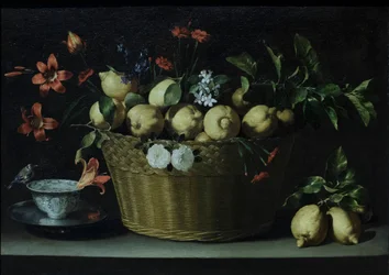 Still Life with Lemons in a Wicker Basket
