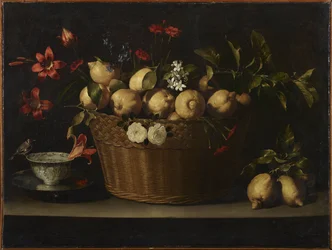 Still Life with Lemons in a Wicker Basket, ca 1643-1649
