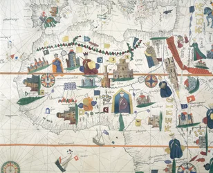Detail of Africa and Mediterranean Basin, marine chart
