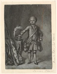 Portrait of a Standing Boy in Hunting Gear; Left a Table with Hunting Hat and Long Rifle. Prince Peter Carl Ulrich?