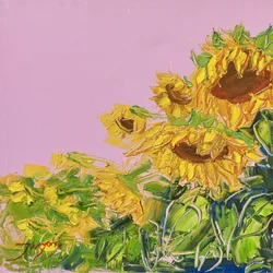 Vibrant Sunflowers Pink Sky