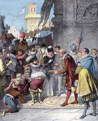 Sancho Panza Appointed as Governor of Barataria Island (illustration of book by Miguel de Cervantes)