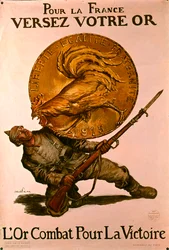 French World War I Poster Encouraging People to Deposit Money at Banks for the War Effort