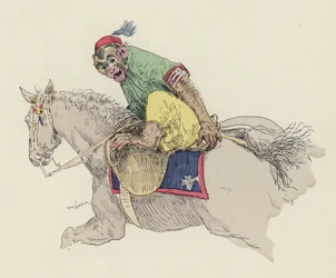 Monkey riding a horse